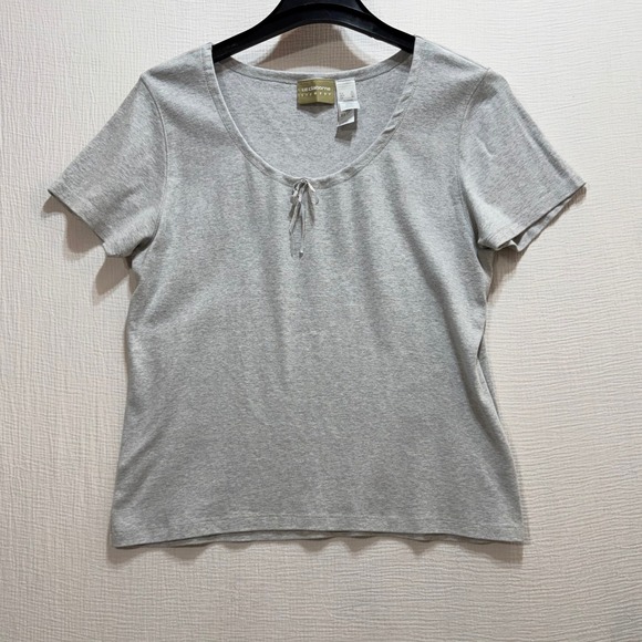 Liz Claiborne Tops - Liz Claiborne Lizwear T-Shirt Womens XL Grey Bow Scoop Neck Loungewear